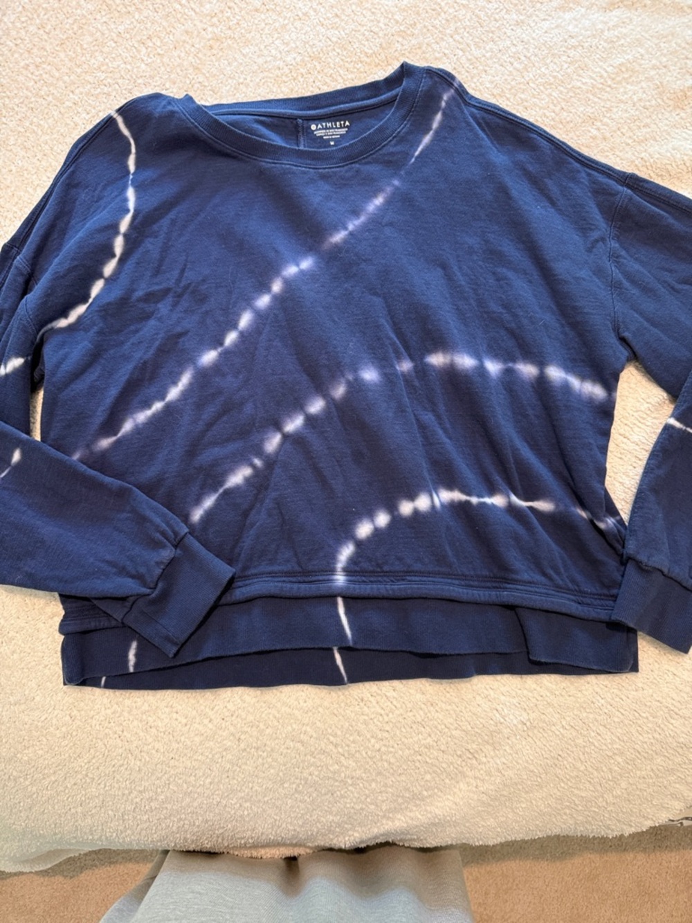 Athleta Navy Blue Tie-Dye Pullover Sweatshirt
